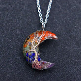 Natural Multi-Color Moonstone Tree of Life Wire-Wrapped Pendant